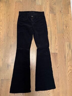 J Brand Black Corduroy Trousers with Flared Silhouette